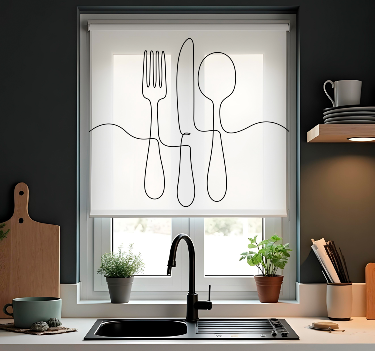 Culinary instruments kitchen roller blind - TenStickers