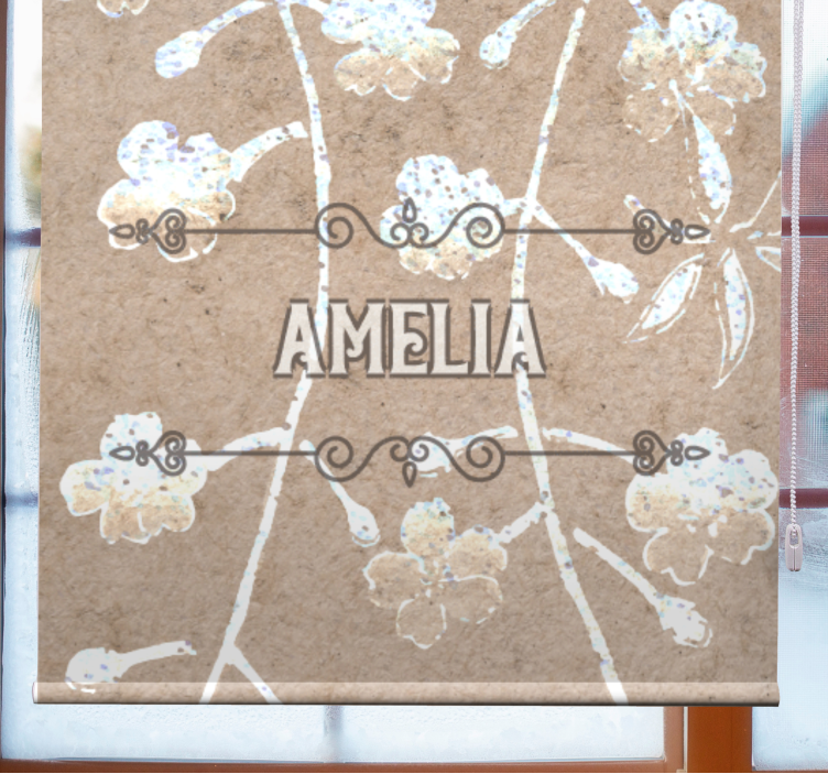 Beige floral design with name master bedroom roller blind - TenStickers