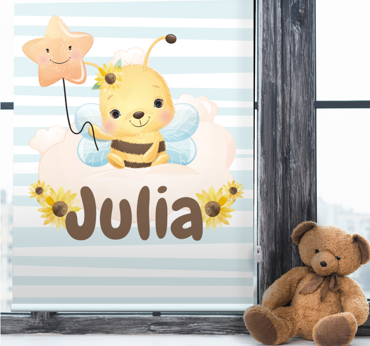 Cute Bee with Name children room roller blind - TenStickers