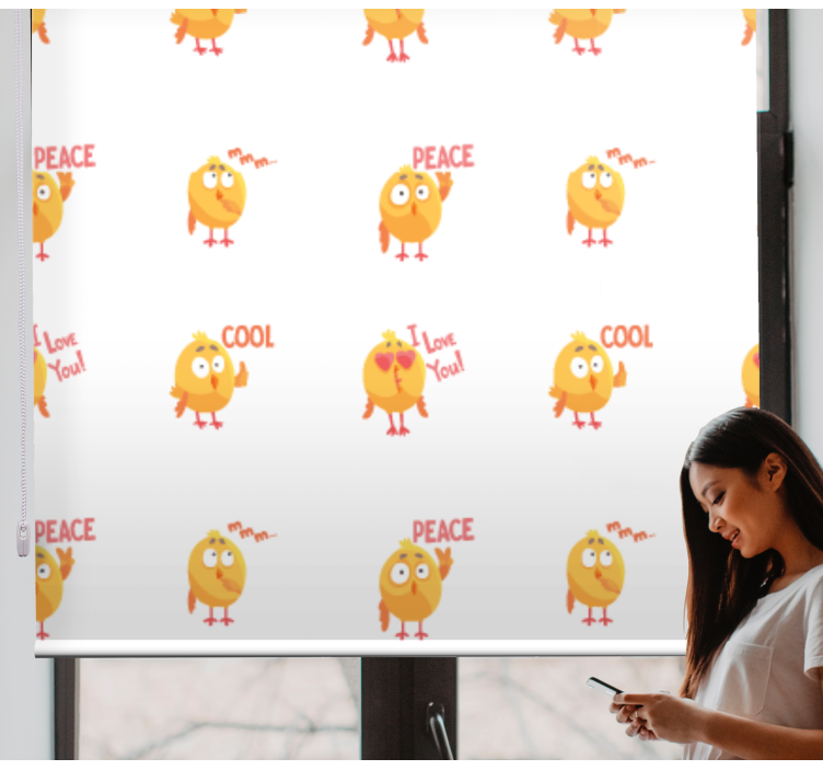 Cute Birds Expressions animal roller blind - TenStickers