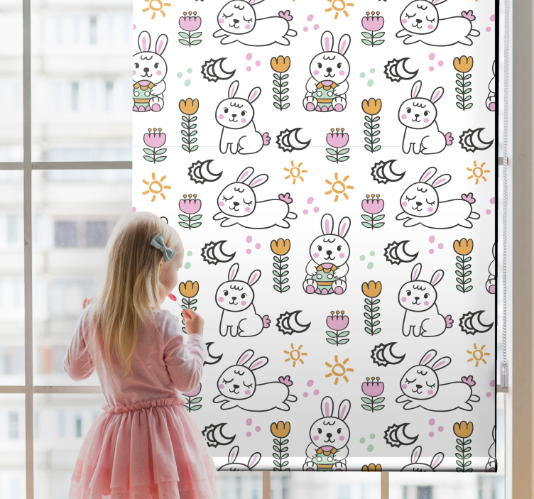 Easter bunny motif animal roller blind - TenStickers