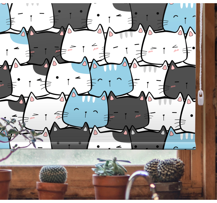 Cute Cat Faces animal roller blind - TenStickers