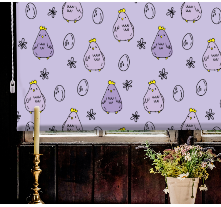 Purple chickens pattern animal roller blind - TenStickers