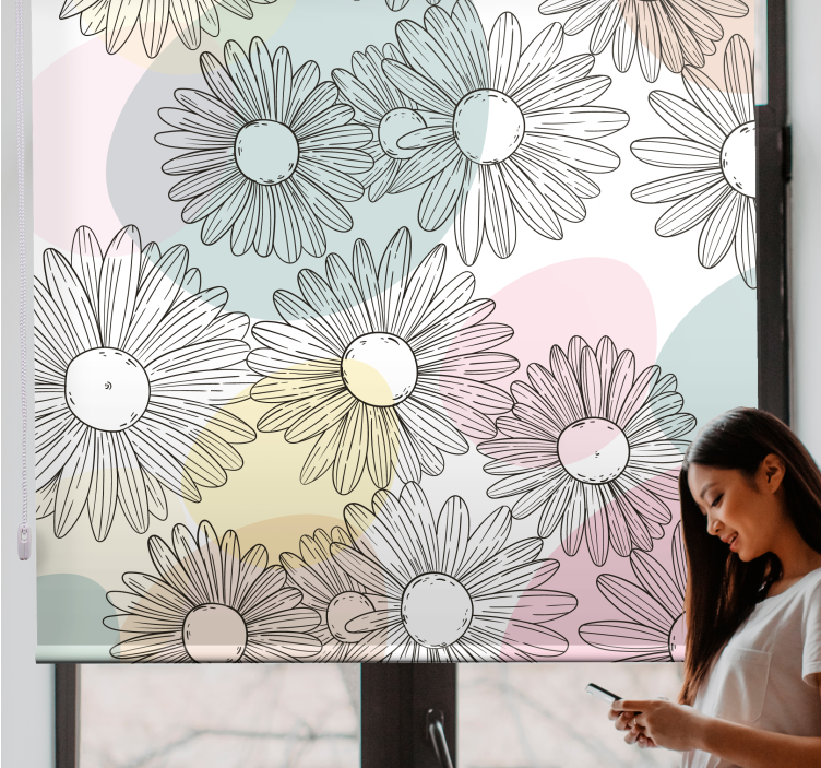 Daisies and Pastel Hues flower roller blind - TenStickers