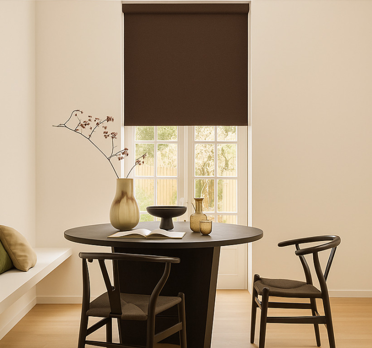 Dark brown monochrome living room roller blind - TenStickers