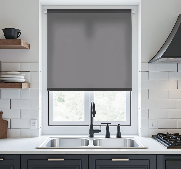 Dark grey monocolor kitchen roller blind - TenStickers