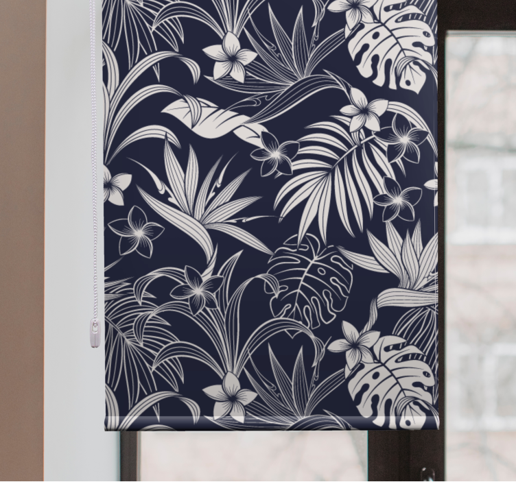 Dark tropical leaves and Flowers plant blind - TenStickers