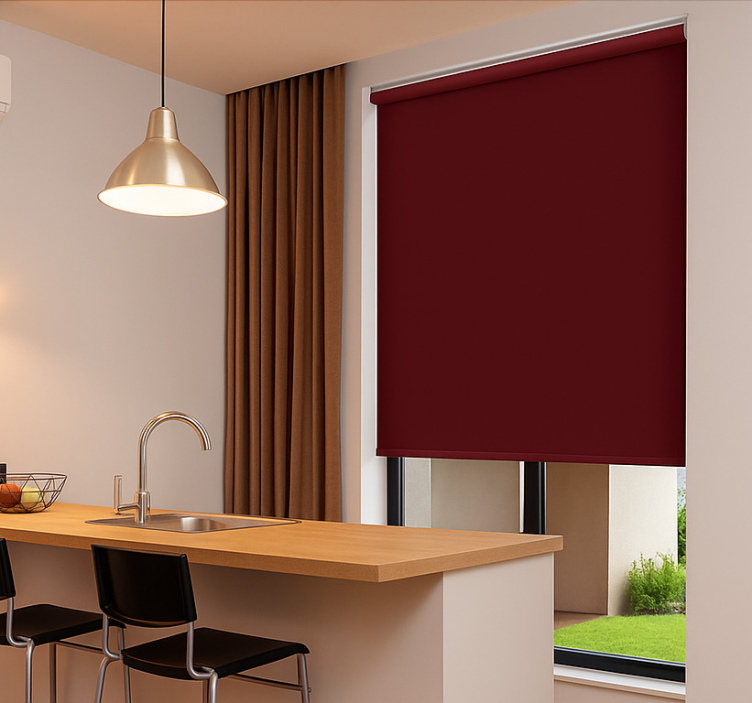 Deep maroon monocolour  dining room roller blind - TenStickers