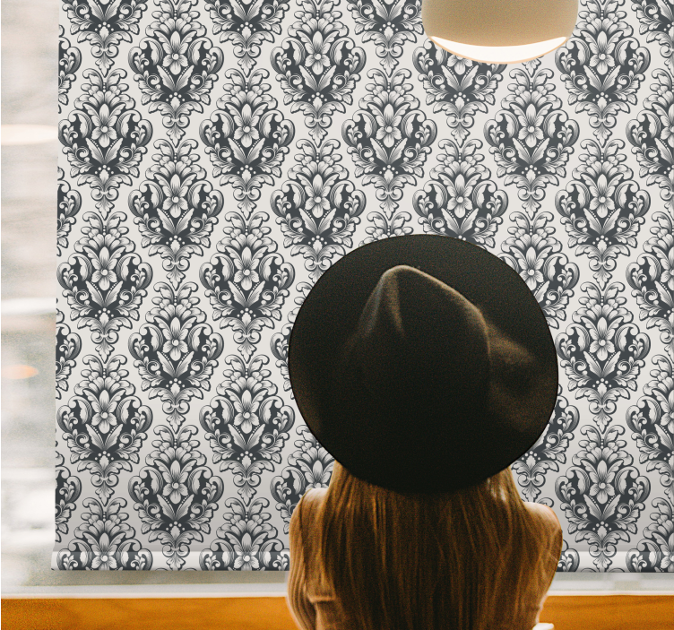 Elegant gray baroque motif classic roller blind - TenStickers