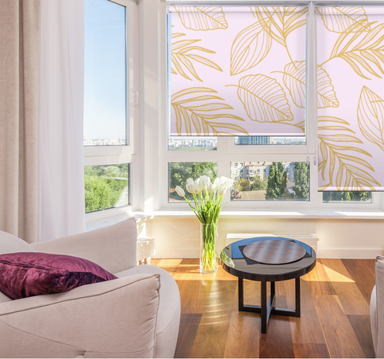 Elegant leaf pattern living room roller blind - TenStickers