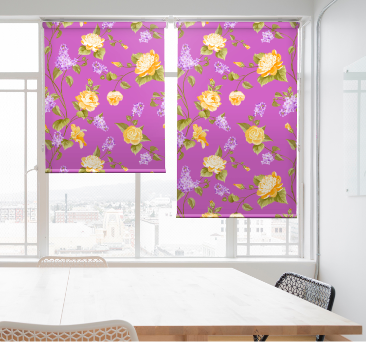 Floral Blossom Panes flowers and plants roller blind - TenStickers