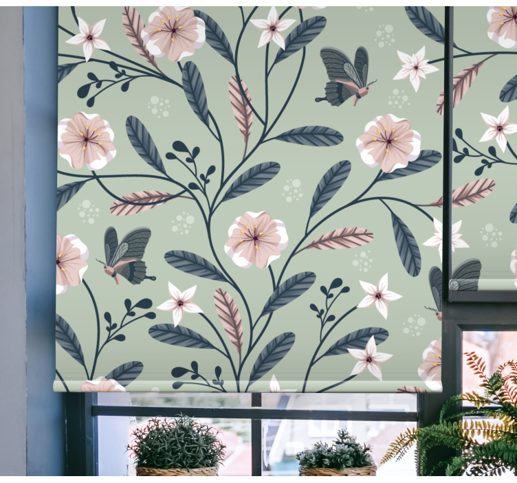 Floral Butterfly Patterns flowers and plants roller blind - TenStickers
