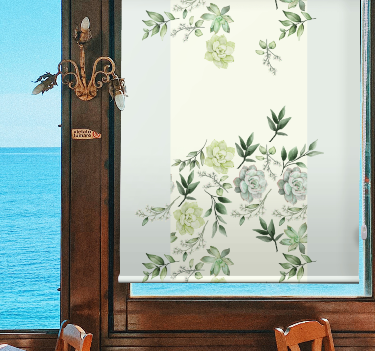 Floral greenery pattern elegant roller blind - TenStickers
