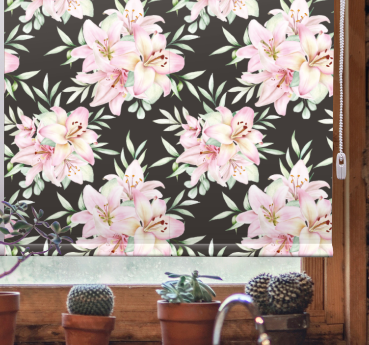 Lily pattern flowers and plants roller blind - TenStickers