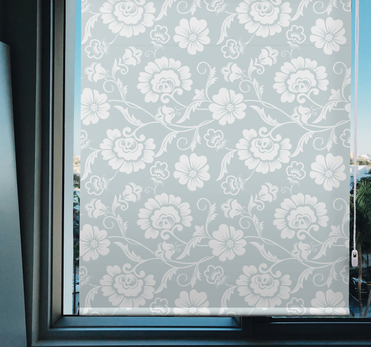 Grey motif sophistication flower roller blind - TenStickers