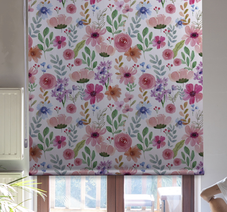 Floral Pattern Elegance flowers and plants roller blind - TenStickers