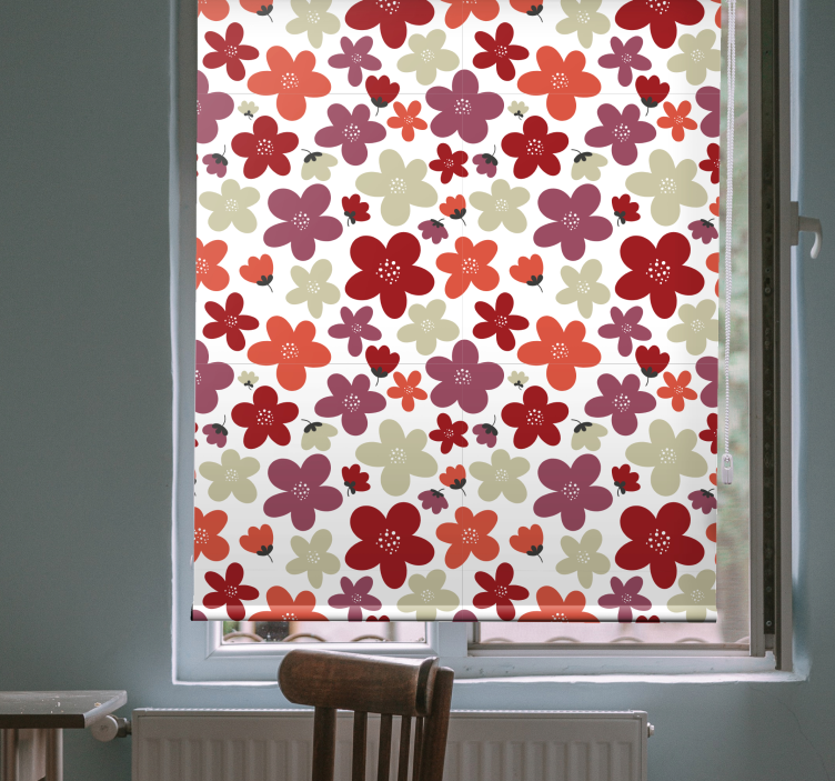 Vibrant print pattern flowers and plants roller blind - TenStickers