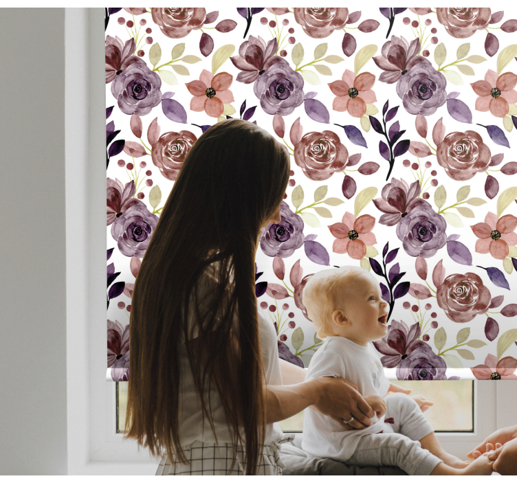 Flower roller blind with rose and floral design - TenStickers