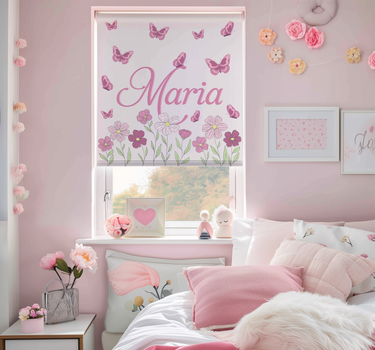 Flowers and butterflies customise roller blind - TenStickers