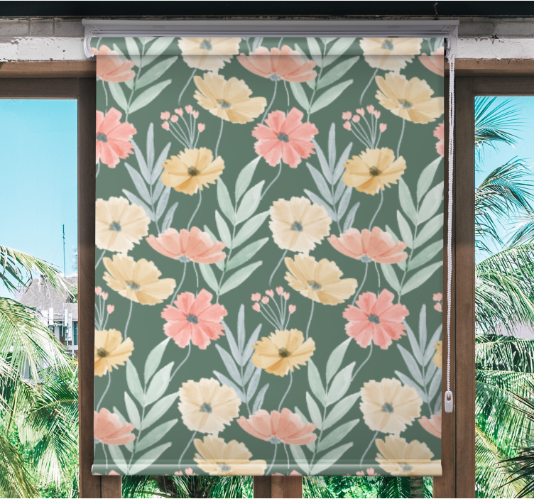 Flowers and plants roller blind graceful botanical design - TenStickers