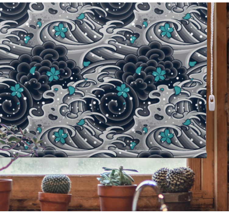 Flowery ocean waves original roller blind - TenStickers