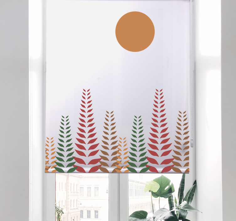 Retro foliage and sun modern roller blind - TenStickers