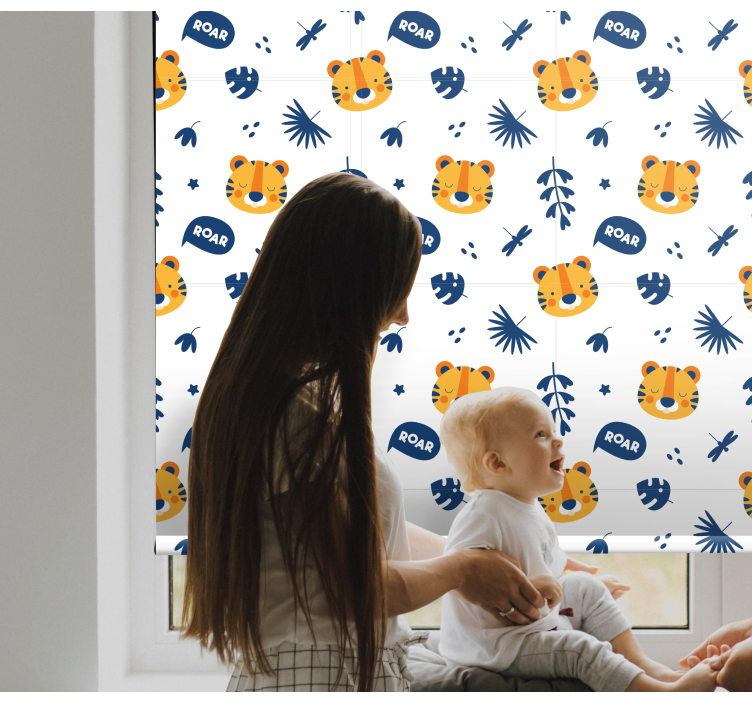 Baby tiger faces nursery roller blind - TenStickers
