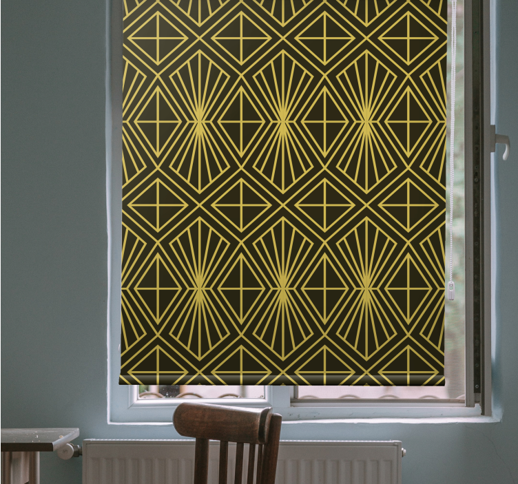 Geometric Art Deco pattern gold roller blind - TenStickers