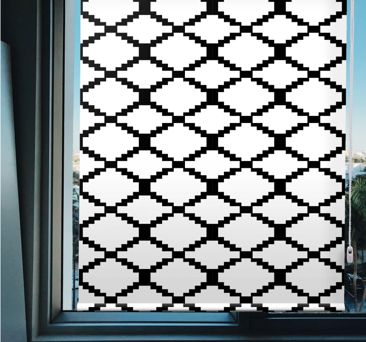 Geometric black and white design modern roller blind - TenStickers