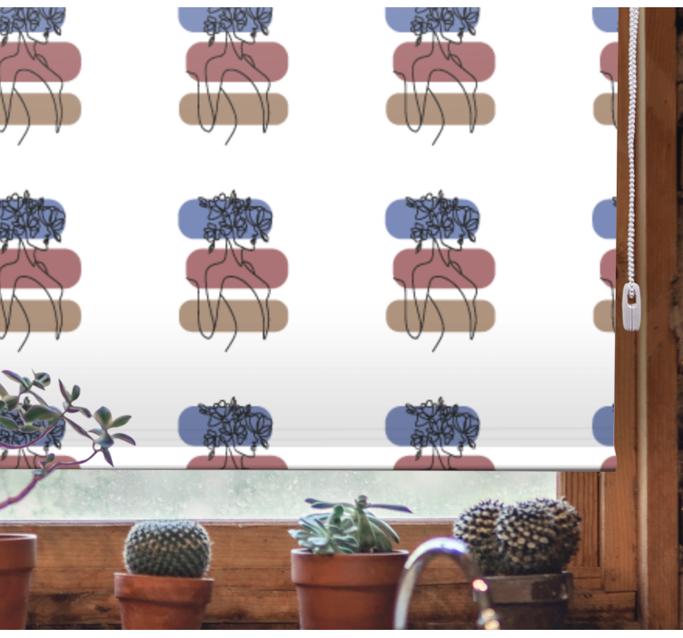 Geometric woman design flower roller blind - TenStickers