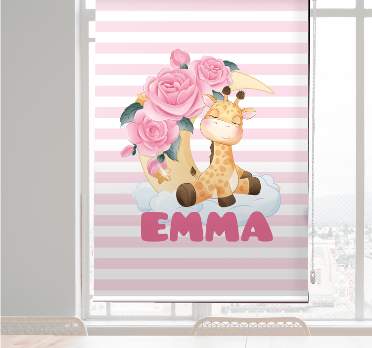 Giraffe with Roses customise roller blind - TenStickers