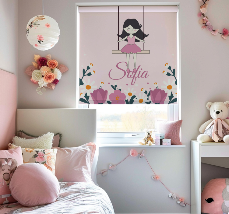 Girl on a swing customise roller blind - TenStickers