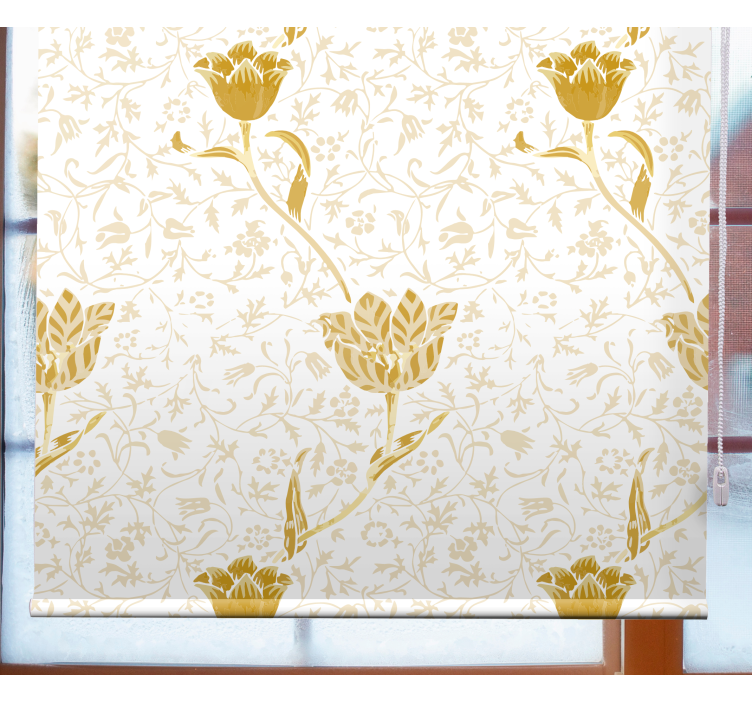 Golden elegant pattern flower roller blind - TenStickers