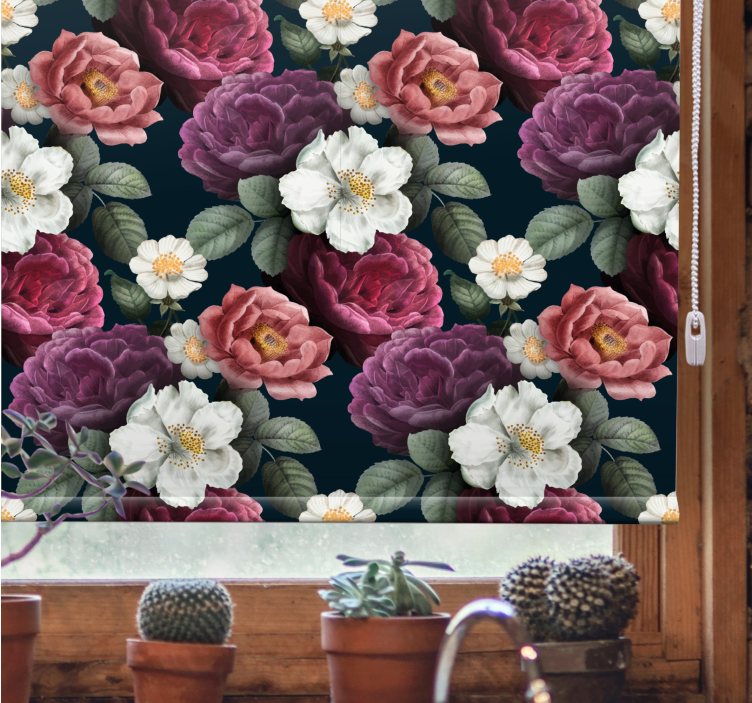 Graceful Bloom Composition flower roller blind - TenStickers