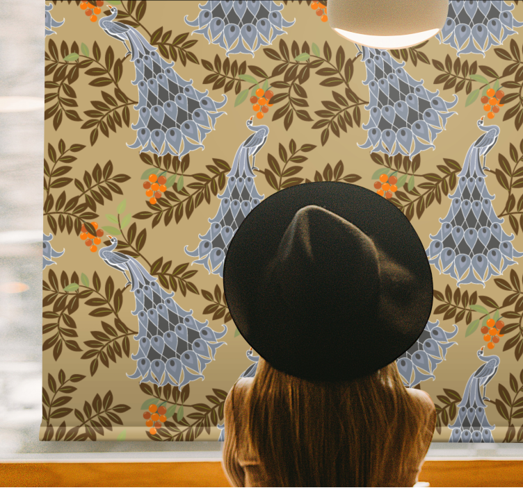 Graceful peacock design flower roller blind - TenStickers