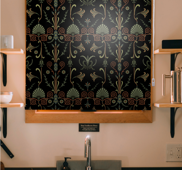 Graceful foliage motifs kitchen roller blind - TenStickers