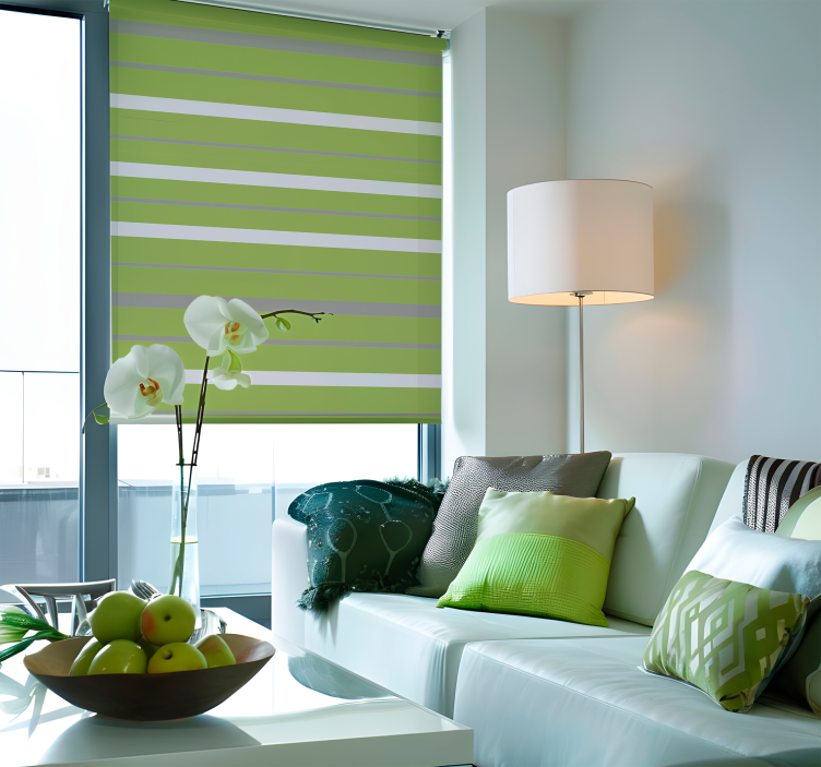 Gray and green stripy pattern Elegant blind - TenStickers