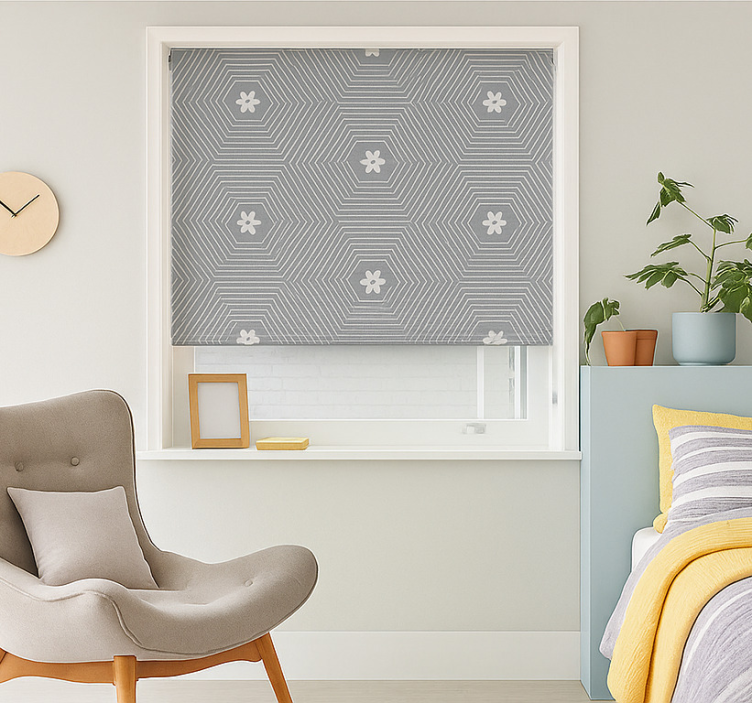 Gray Hexagon Geometric teenage bedroom roller blind - TenStickers