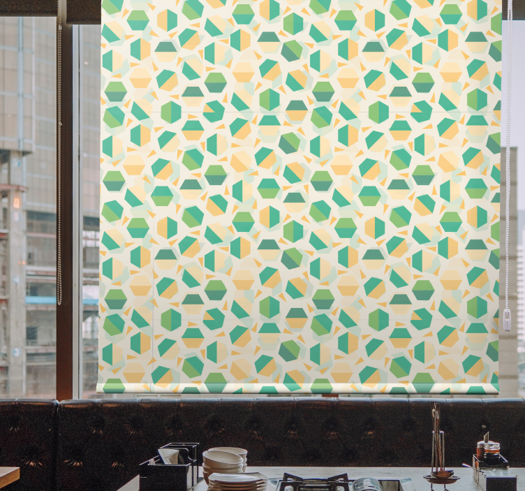 Green and Beige Hexagons roller blind - TenStickers