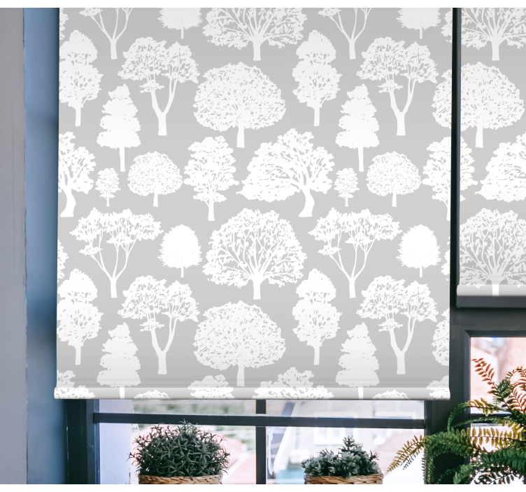 Grey and white silhouettes tree roller blind - TenStickers