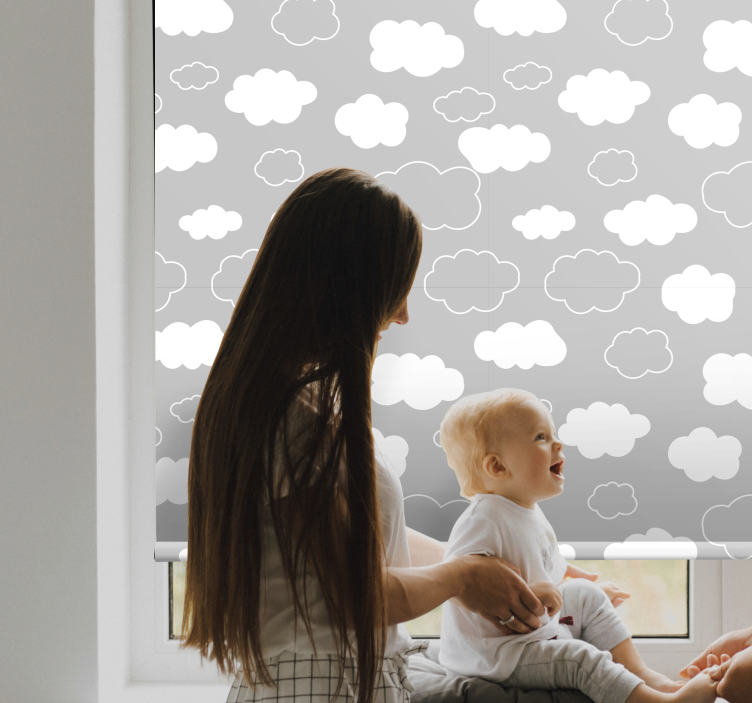 Grey background with white cartoon Cloud blind - TenStickers