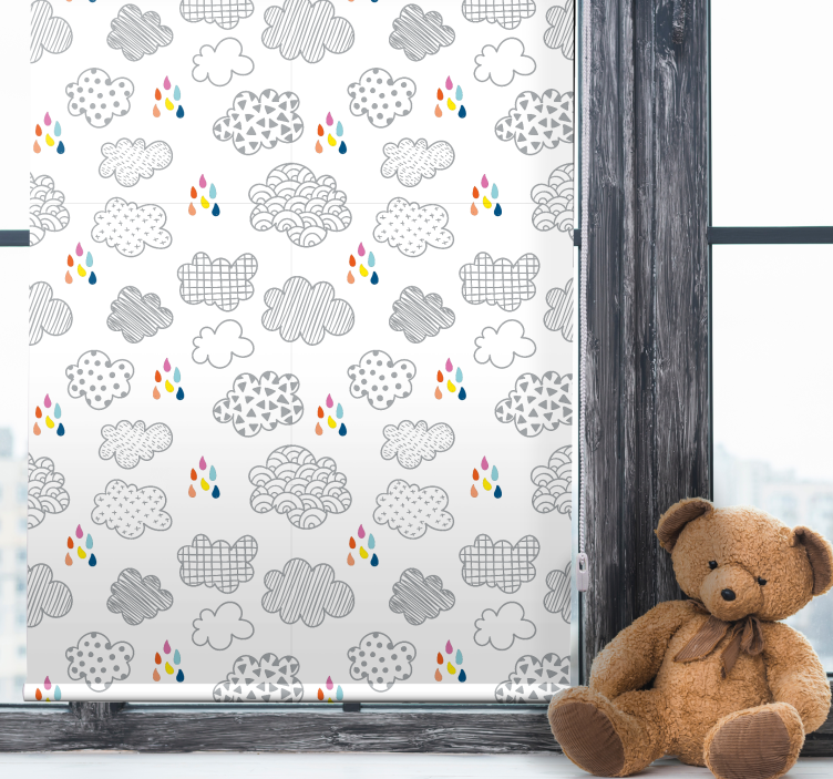 Grey rainy pattern cloud roller blind - TenStickers