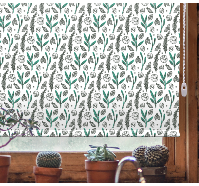 Hand drawn mushrooms  Kitchen blind - TenStickers