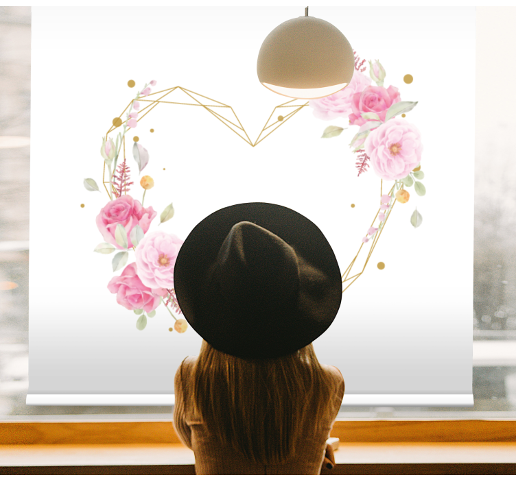 Heart arrangement flower roller blind - TenStickers