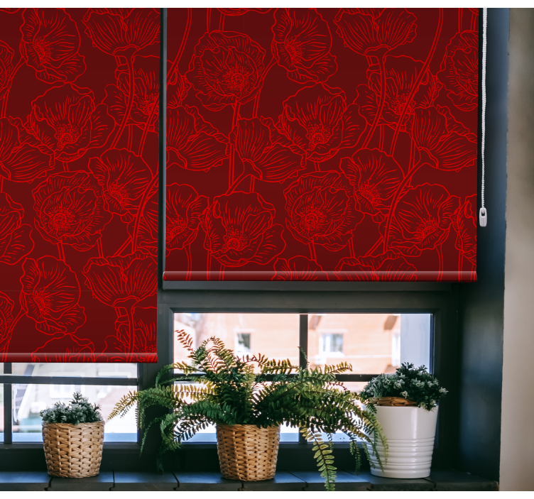 Intricate red pattern flower roller blind - TenStickers