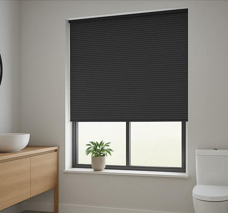 Japandi natural weave bathroom roller blind - TenStickers