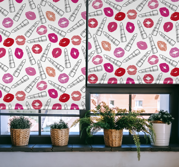 Kiss and Lipstick Patterns fun roller blind - TenStickers