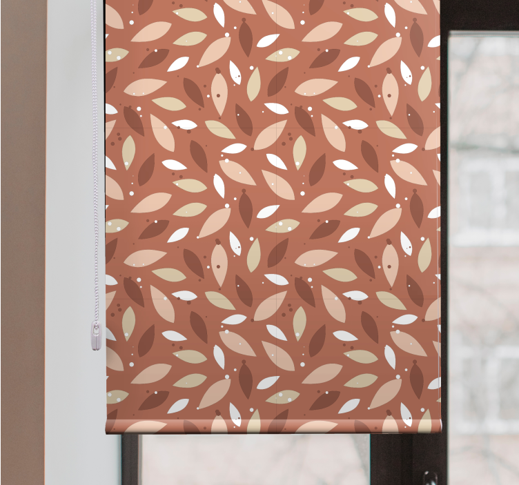 Leafy brown pattern flowers and plants roller blind - TenStickers