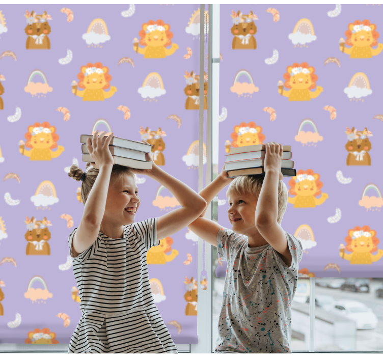 Baby animals and rainbows children room roller blind - TenStickers