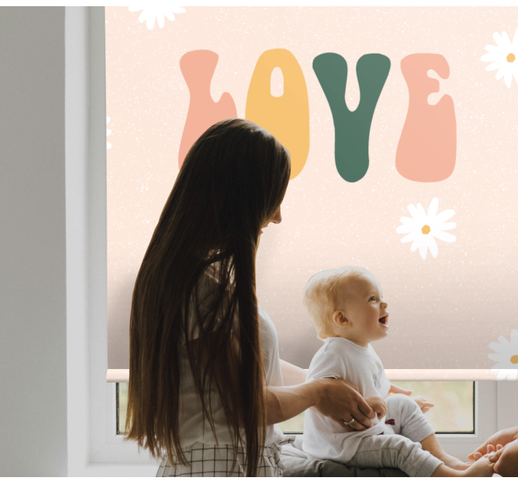 Love Floral Pattern text roller blind - TenStickers